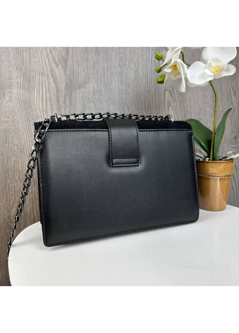 Жіноча сумочка замшева клатч стьобана на плече чорна ProDobro (363222156)