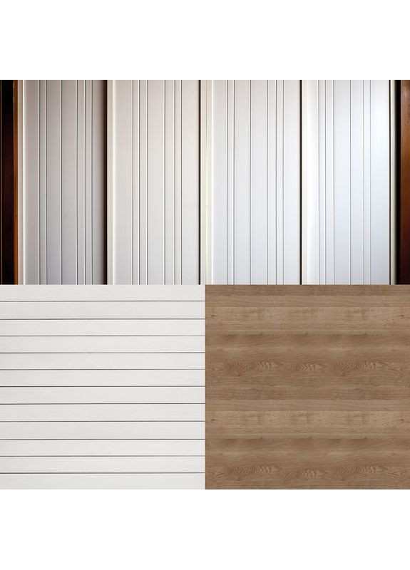 Вініловий фотофон 3D кутовий, світла рейкова стіна з темними вставками, підлога біла дошка, 60×60 см, №58375 PhotoVinyl (354376831)