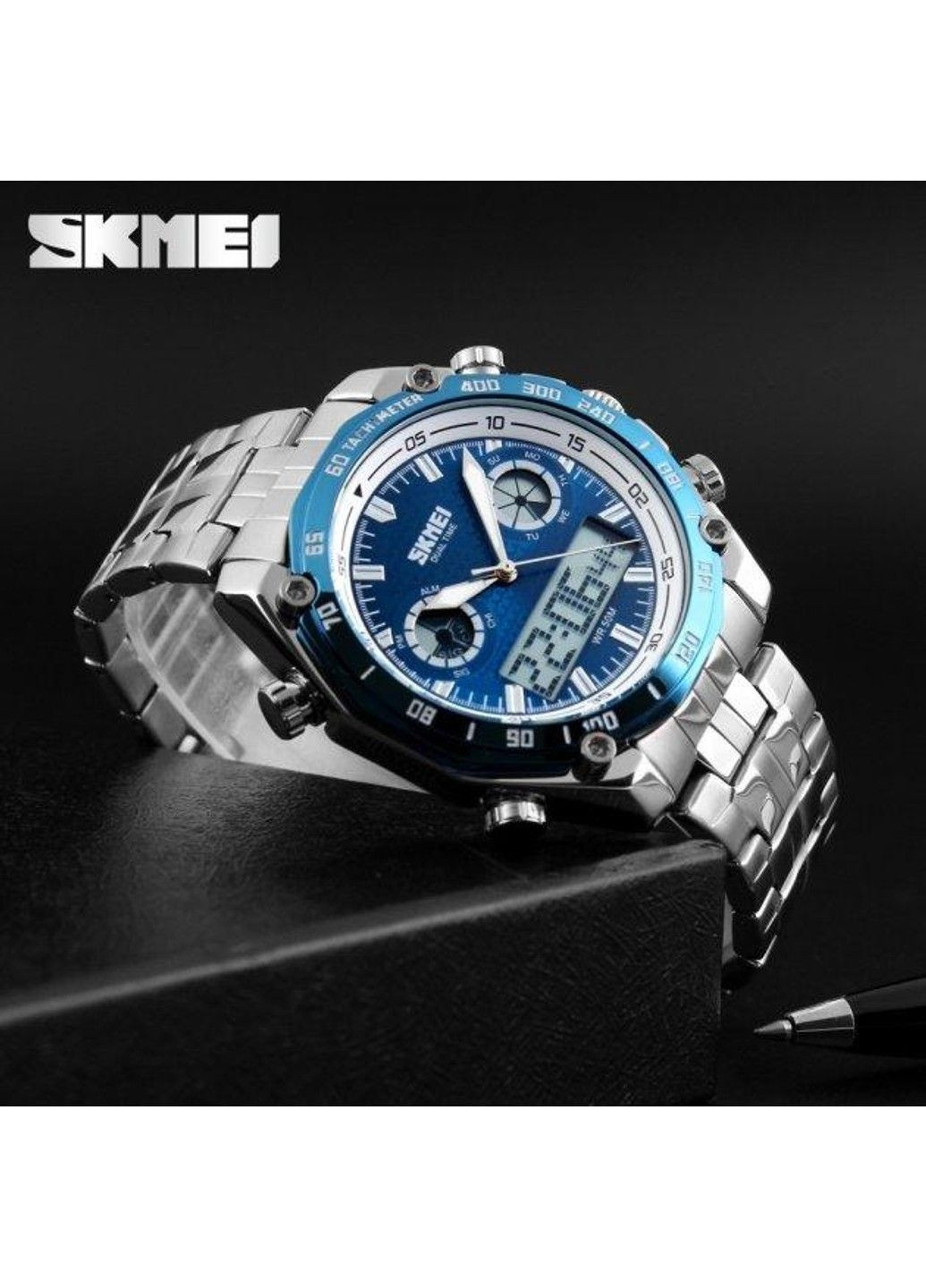 Наручний чоловічий годинник 1204 direct Синій Skmei (314483810)