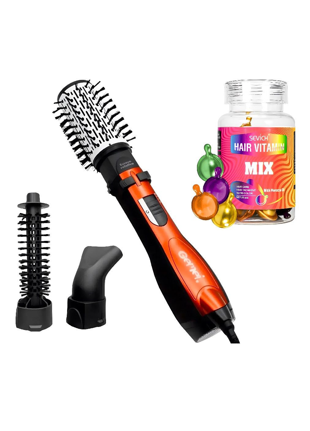 Комплект фен щетка стайлер для сушки укладки волос с набором капсул для волос 30 штук (480133-Prob) Unbranded (329950720)