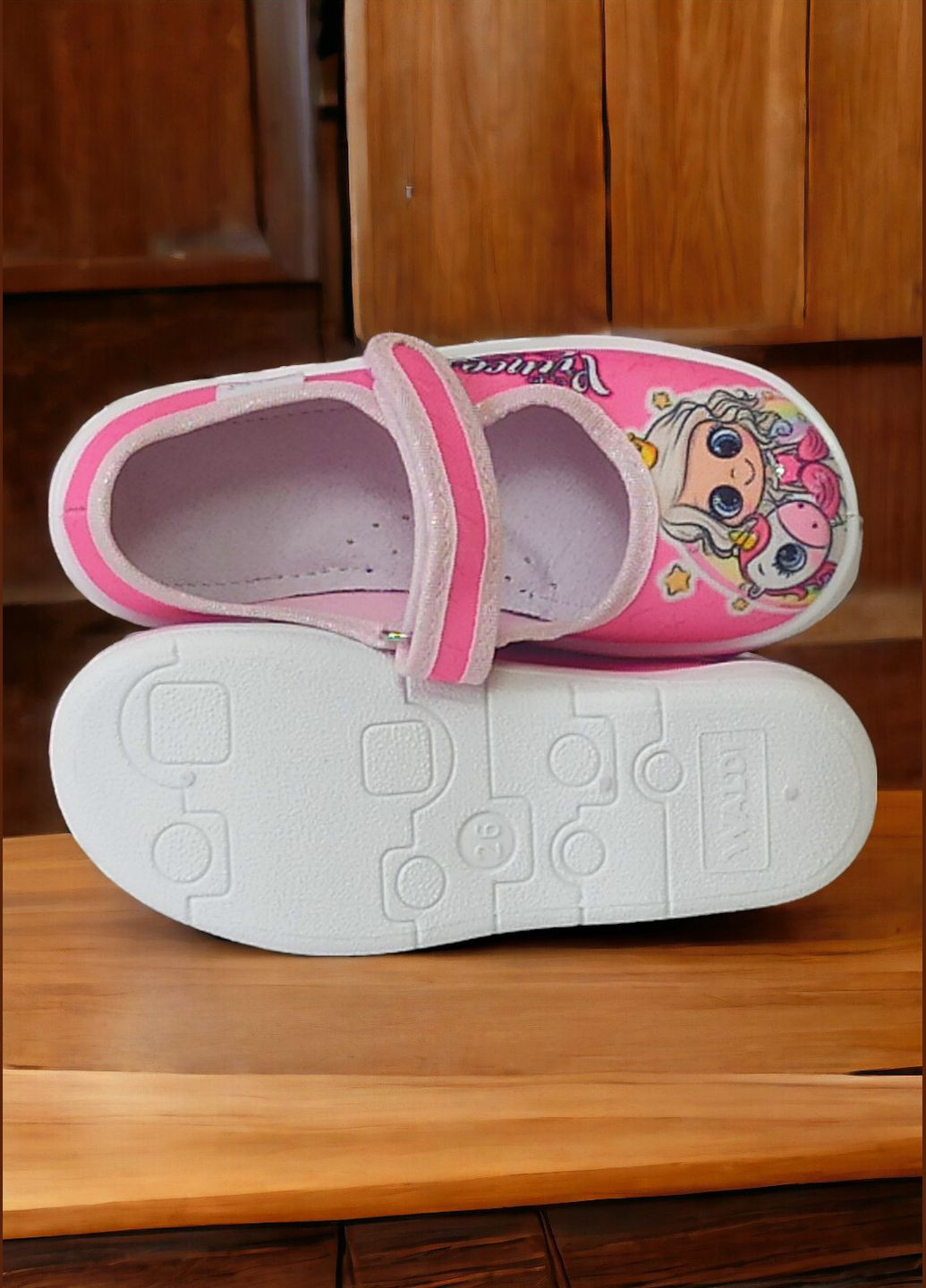 Дитячі ортопедичні тапочки для дівчинки Аліна Принцеса рожеві біла підошва Waldi (278274180)