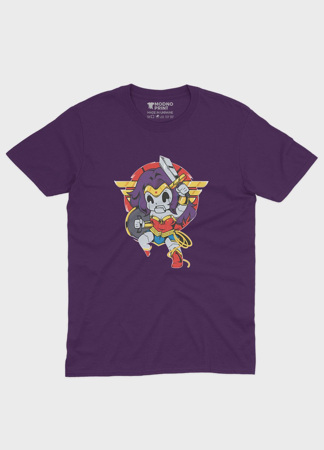 Фіолетова демісезонна футболка для дівчинки з принтом супергероя - диво-жінка (ts001-1-dby-006-006-006-g) Modno