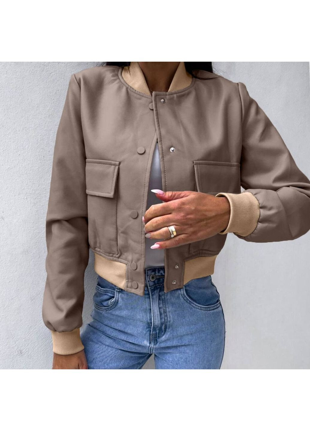 Крутий шкіряний бомбер на байці Fashion (358883111)