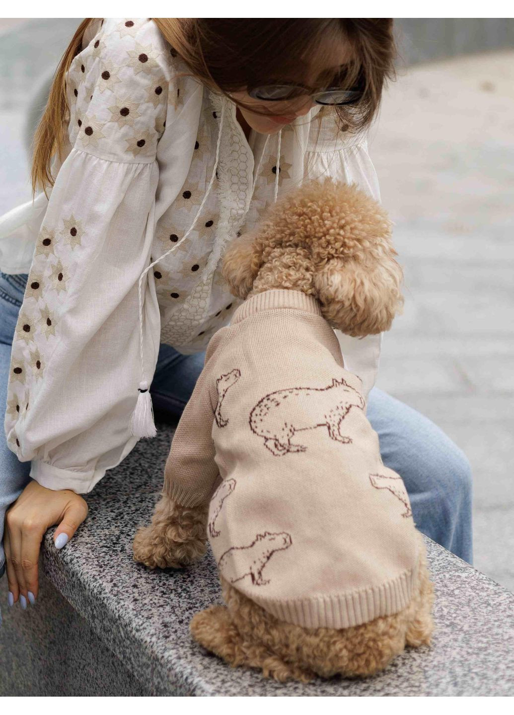 Светр в'язаний Капібари беж Y-332 Розмір 3 Dogs Bomba (370275792)