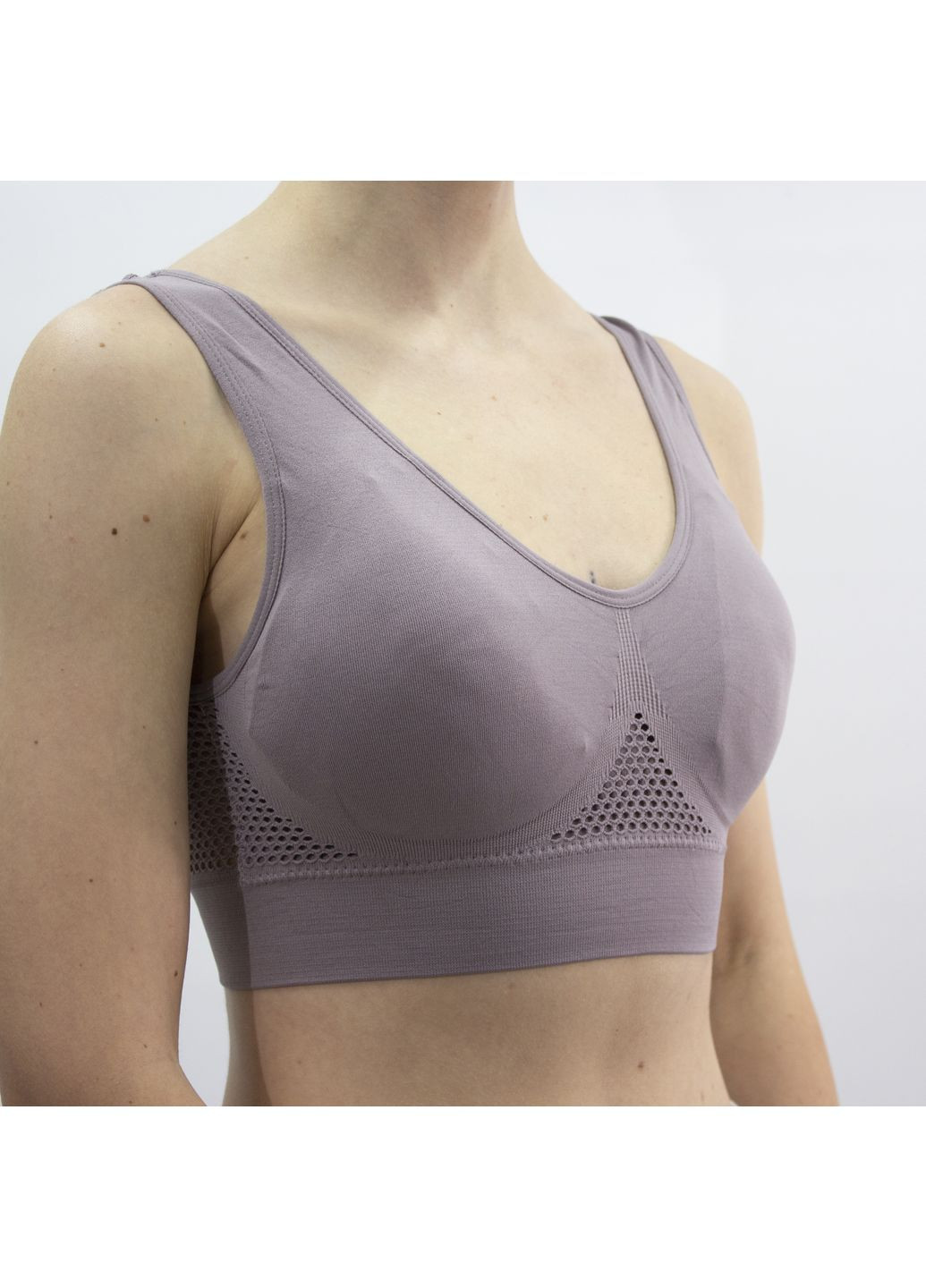 Бесшовный спортивный топ-бра с эффектом пуш ап, капучино, мягкая поддержка без косточек, р. S–2XL No Brand (363968225)
