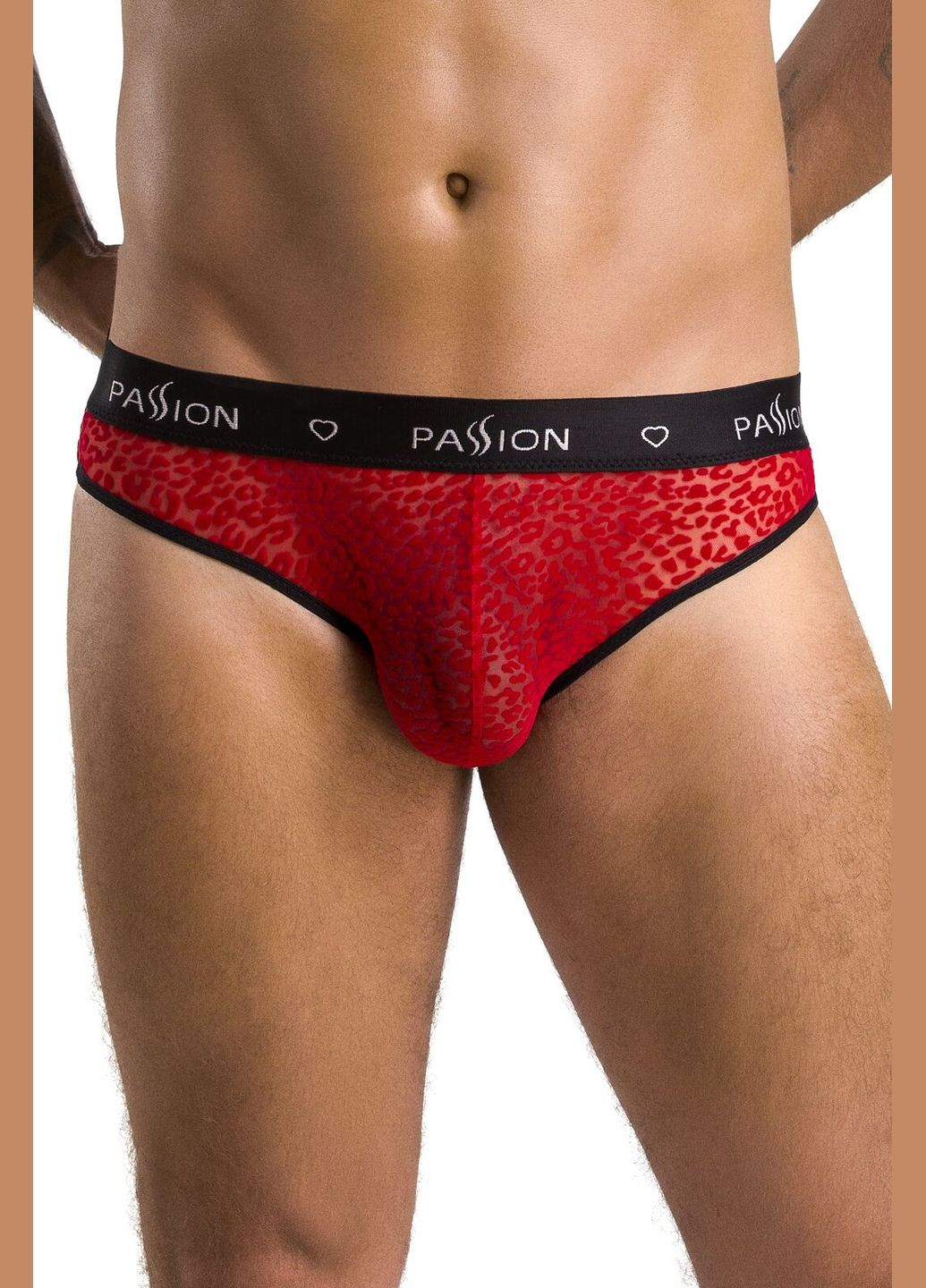 Мужские полупрозрачные трусы Slip Mike XXL/XXXL, красные, под леопард Passion (297573820)