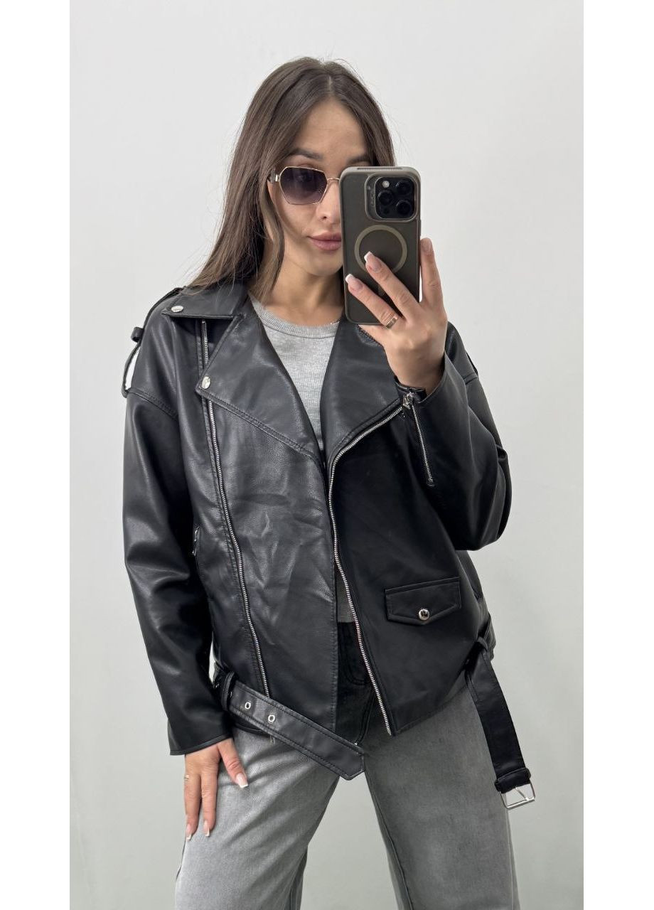 Черная куртка косуха фабричный китай,эко кожа Україна