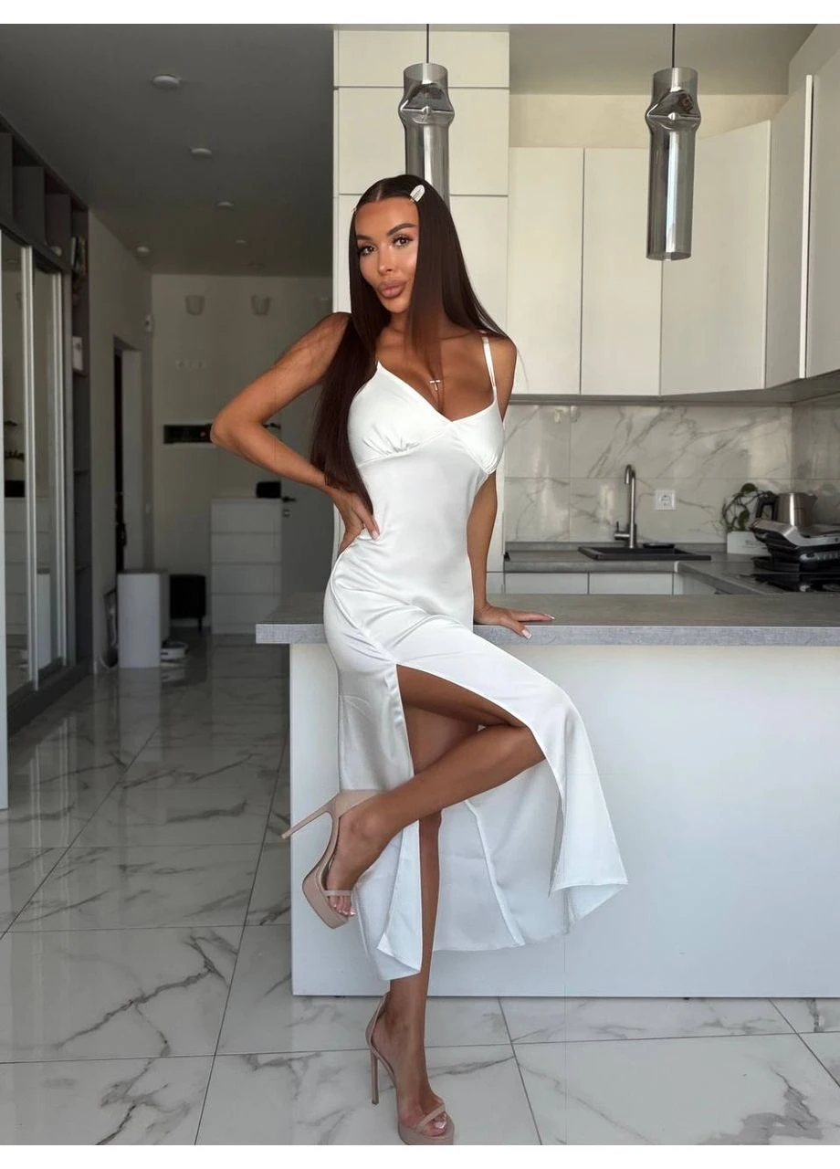 Молочное праздничный, кэжуал женское платье No Brand однотонное