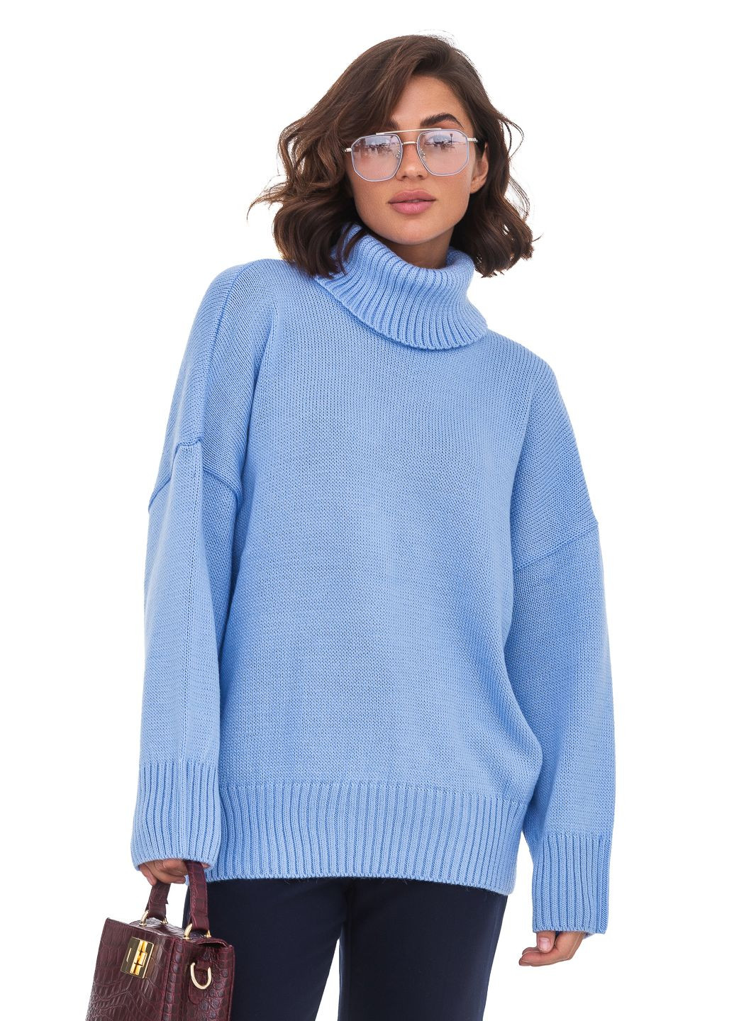 Блакитний вільний жіночий светр SVTR