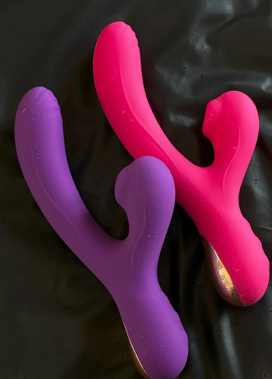 Вибратор 2в1 с вакуумной стимуляцией клитора фиолетовый No Brand (316554560)