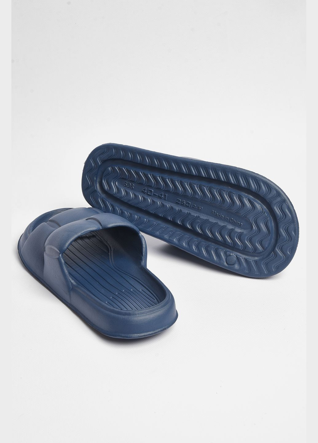 Темно-синие кэжуал шлепанцы мужские пена темно-синего цвета Let's Shop