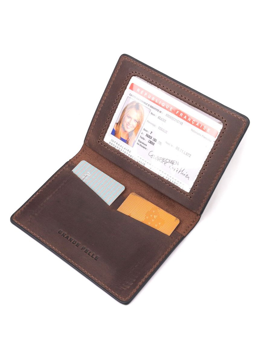 Надежная обложка из винтажной кожи на военный билет Тризуб ЗСУ коричневая 16752 Grande Pelle (362418279)