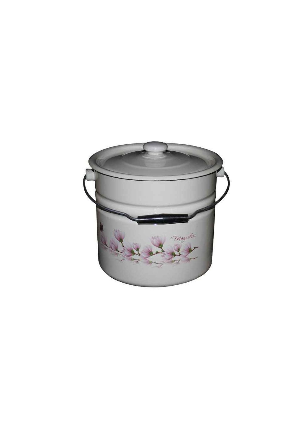 Відро 12л циліндричне з кришкою Магнолія (молочна) (I1224/2) Idilia (354340979)