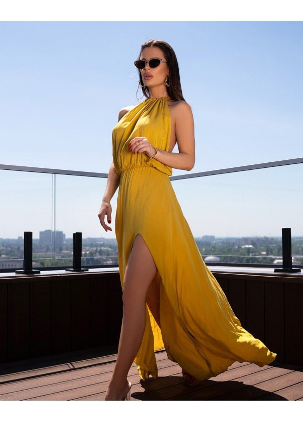 Оранжевое повседневный платья 14720 горчичный ISSA PLUS