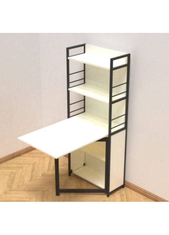 Стіл книжка з етажеркою Практик 2 1555x640x990 Чорний метал ДСП Біле 16 мм (FRD-104625) Ferrum-decor (360644751)