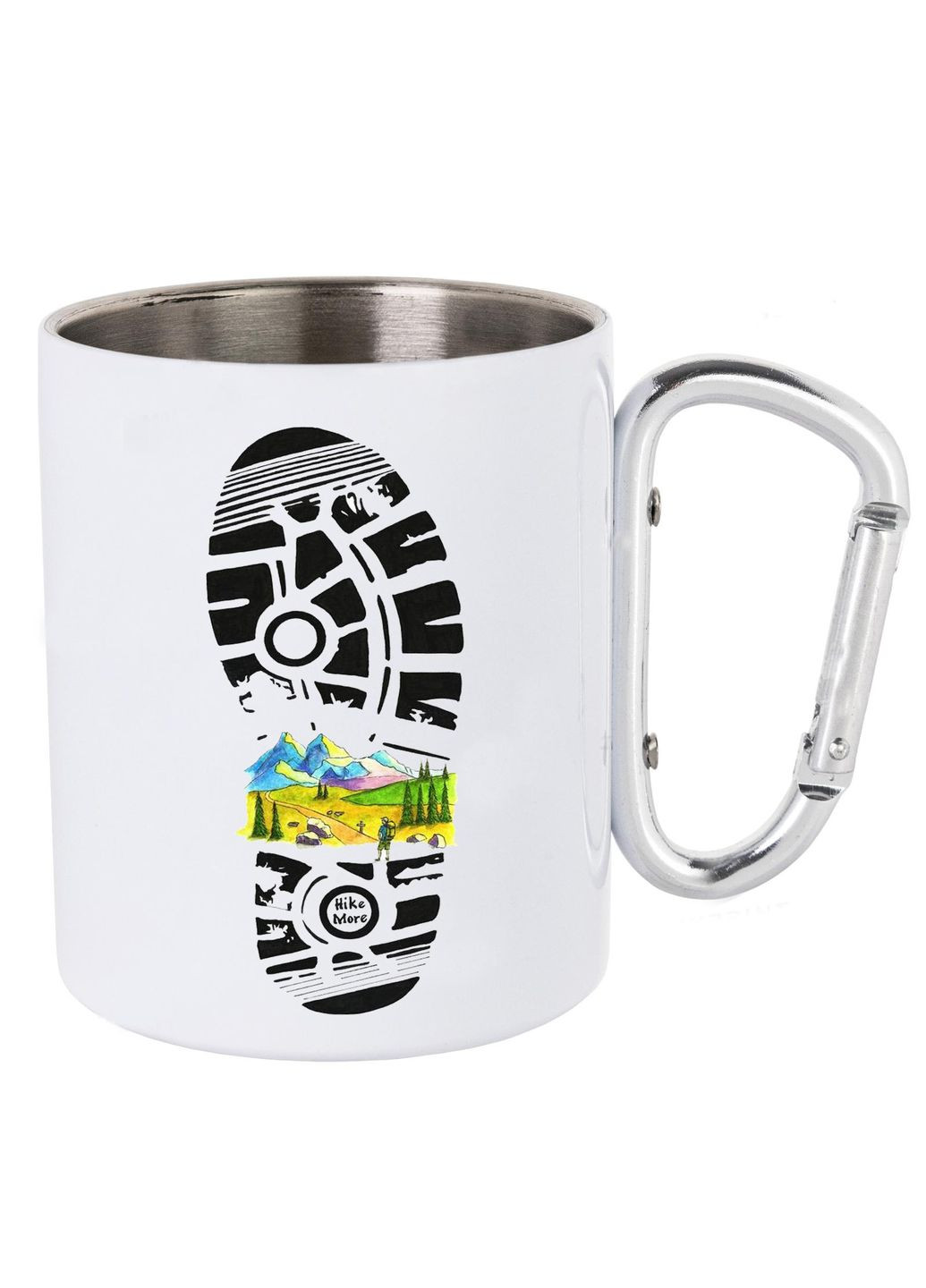 Кружка металлическая с карабином (silver) туристическая 300 мл #0054 белая No Brand (316122517)