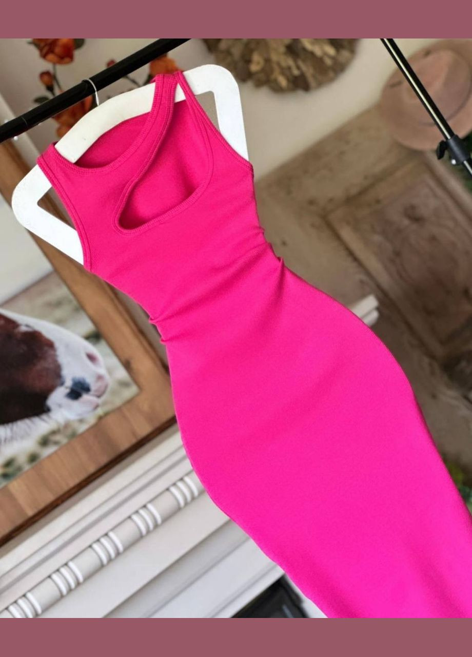 Малинова повсякденний жіноча сукня міді з вирізом Avanti однотонна