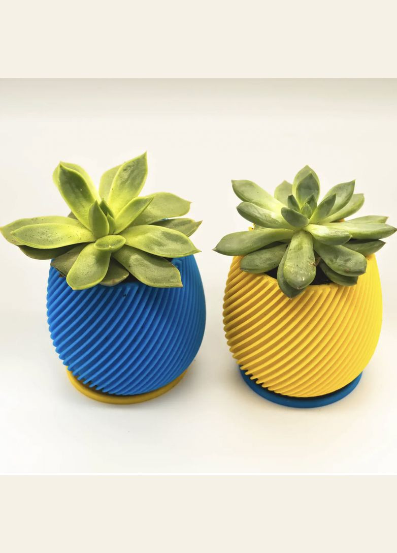 Цветочный горшок пластиковый для домашних цветов и растений настольный "Натуральная гармония", синий, высота - 80мм UA3D (304997040)