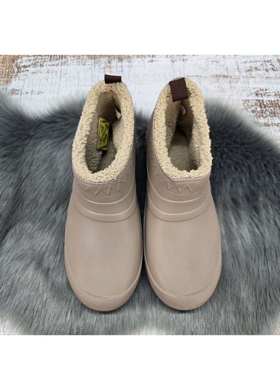 Галоши женские пена ЭВА на меху бежевые высокие Gipanis (366290134)