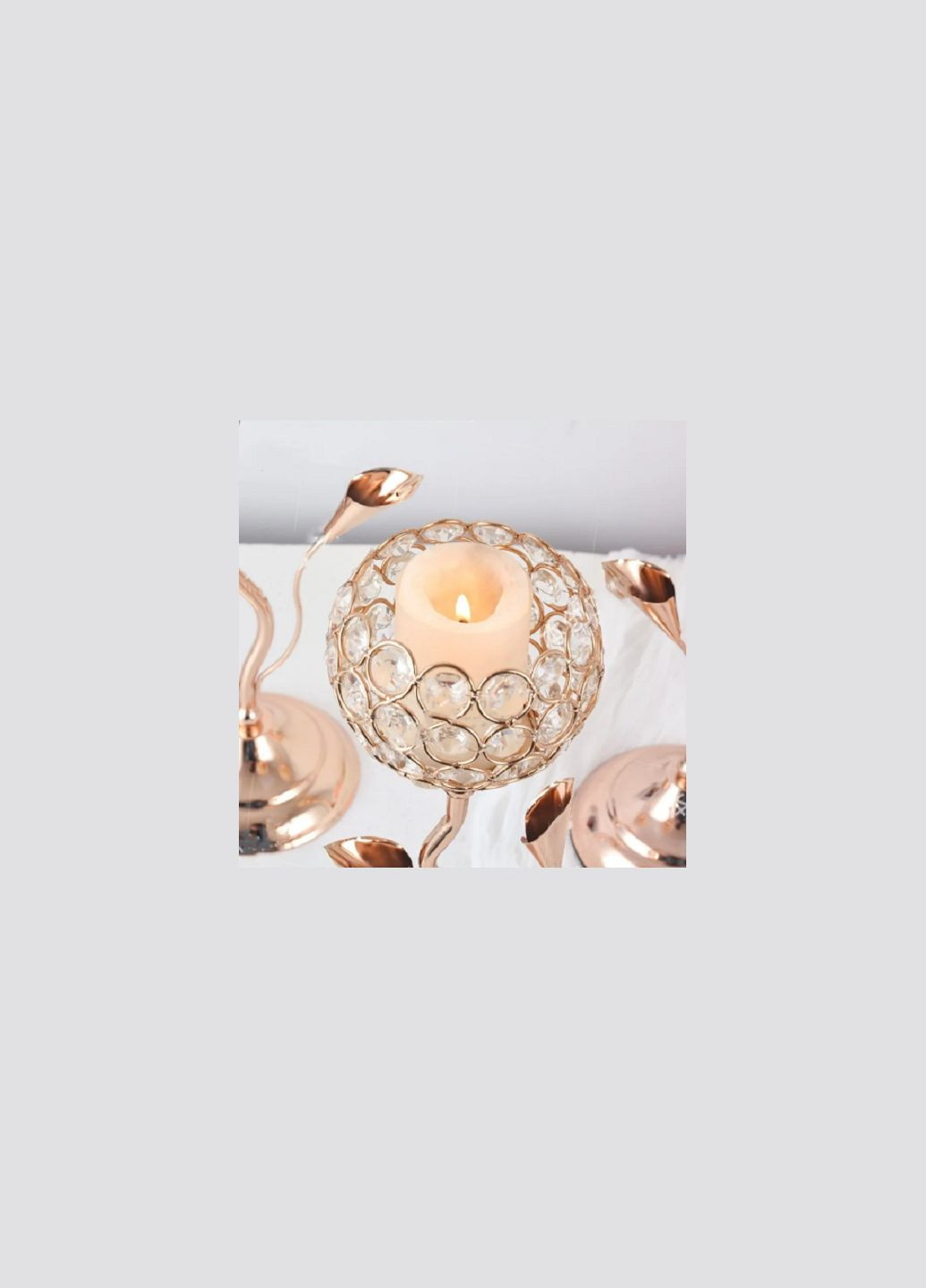 Вінтажний свічник у скандинавському стилі у формі квітки інкрустований штучним кристалом No Brand (292319890)