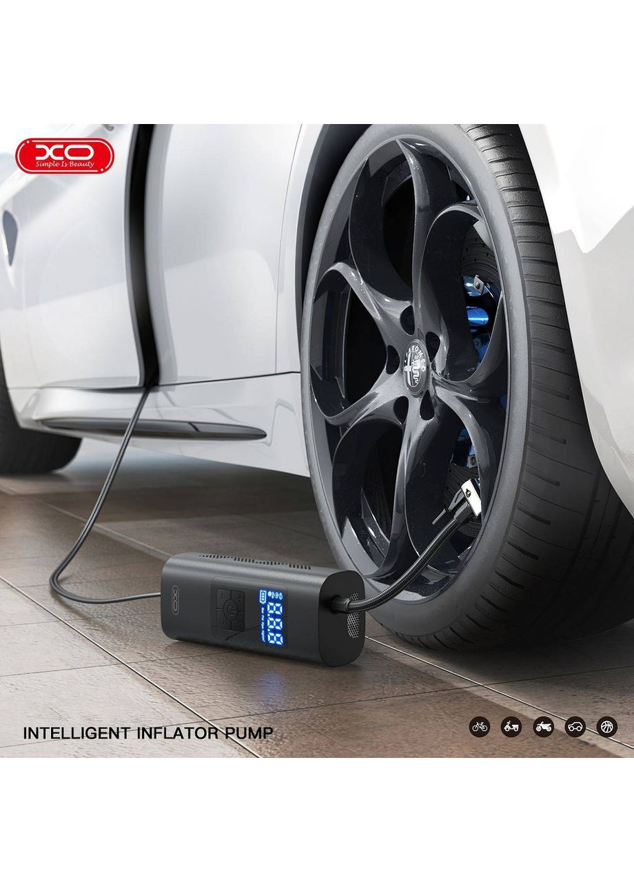 Автомобільний компресор ХО портативний акумуляторний універсальний 3 в 1 автонасос, ліхтар, павербанк 6000 мАг 12 В (C942) No Brand (361161826)