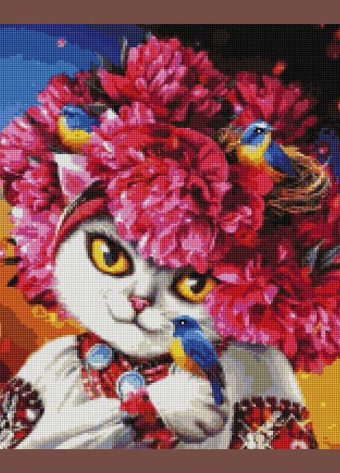 Алмазная мозаика вышивка стразами Цветущая киска ©Марианна Пащук DBS1035 Набор алмазной живописи Картина из страз 40х50см Brushme (313402482)