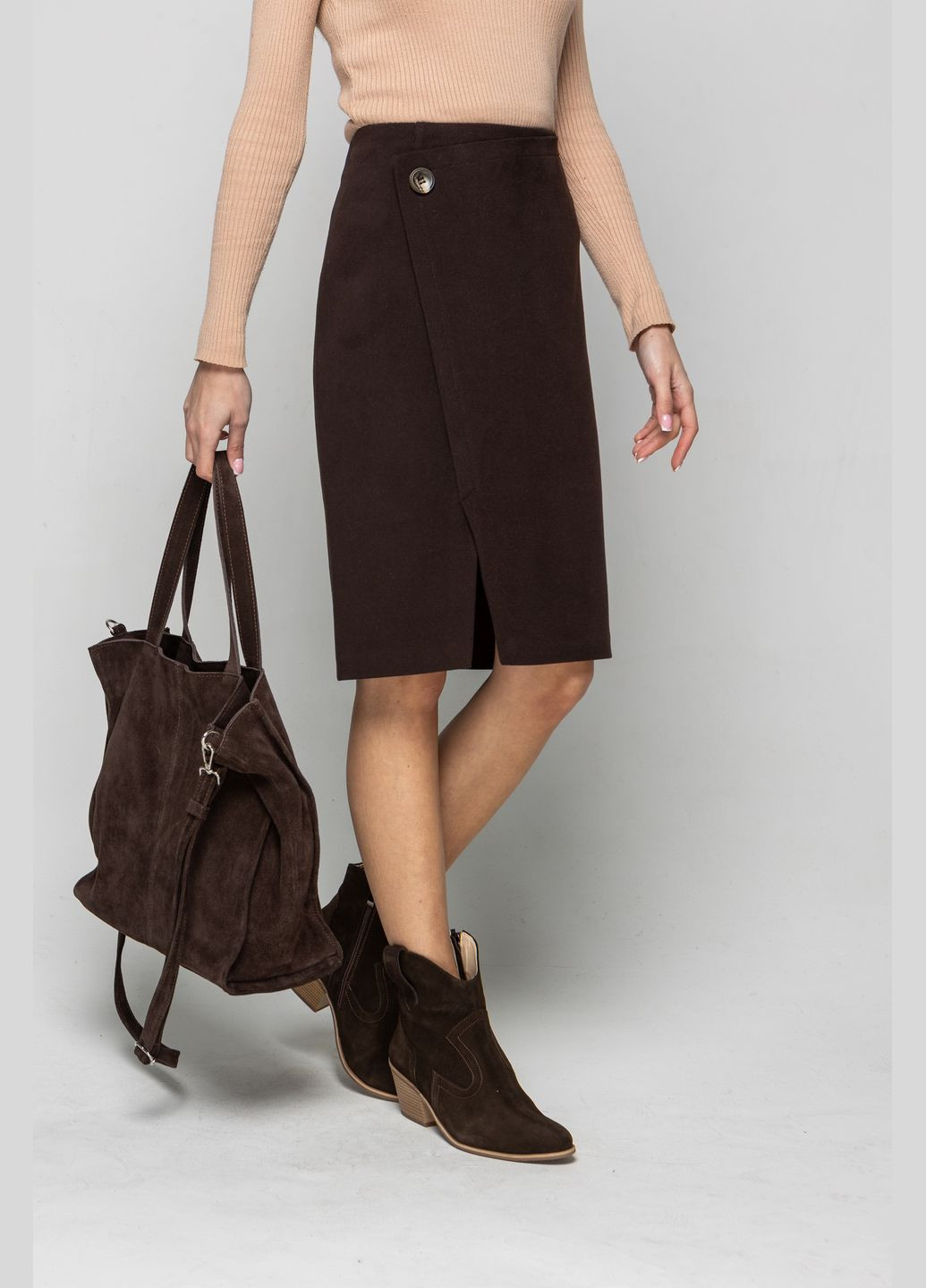 Шоколадна спідниця на підкладці з декоративним запахом O`zona milano (318150028)