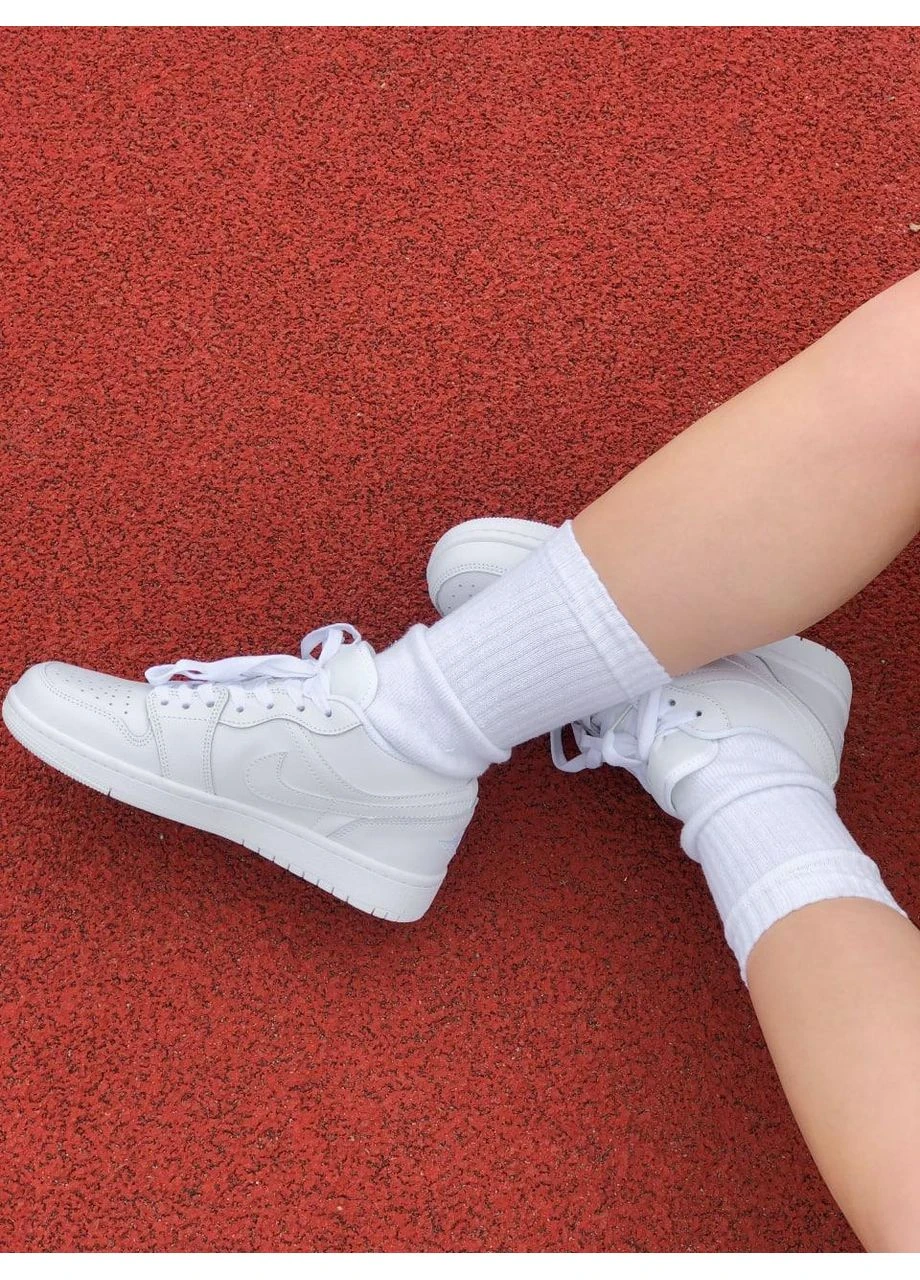 Белые летние кроссовки nike air jordan retro 1 low full white найк аир джордан No Brand