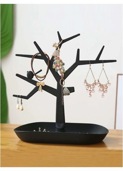 Підставка під прикраси Дерево Black для сережок браслетів настільна чорна органайзер для біжутерії ProDobro (365442952)