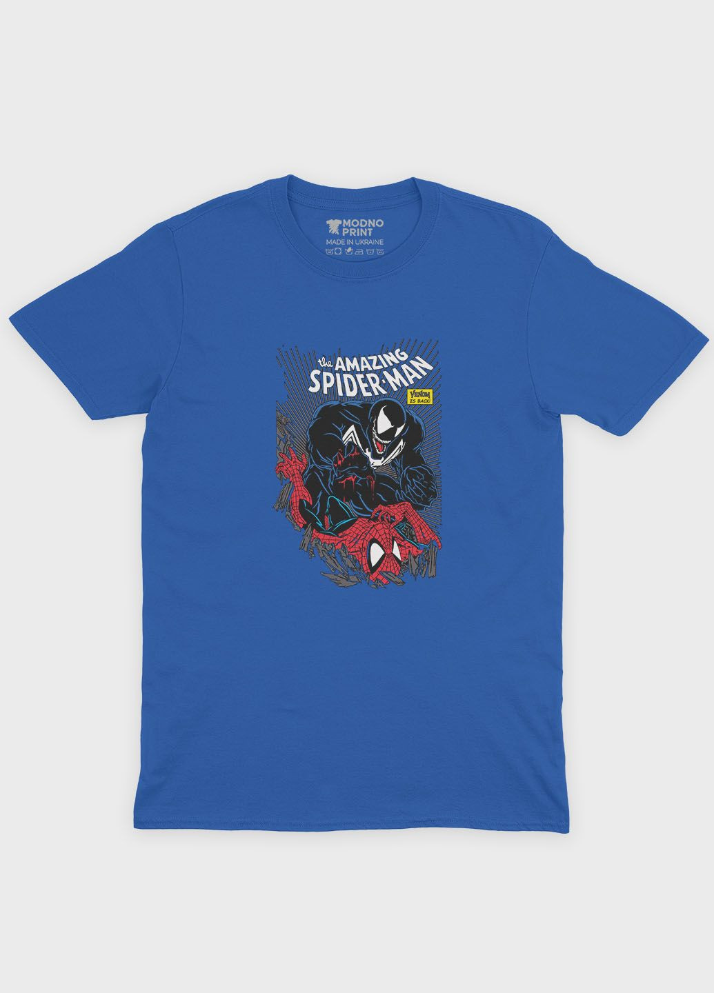 Синяя демисезонная футболка для мальчика с принтом супергероя - человек-паук (ts001-1-brr-006-014-052-b) Modno