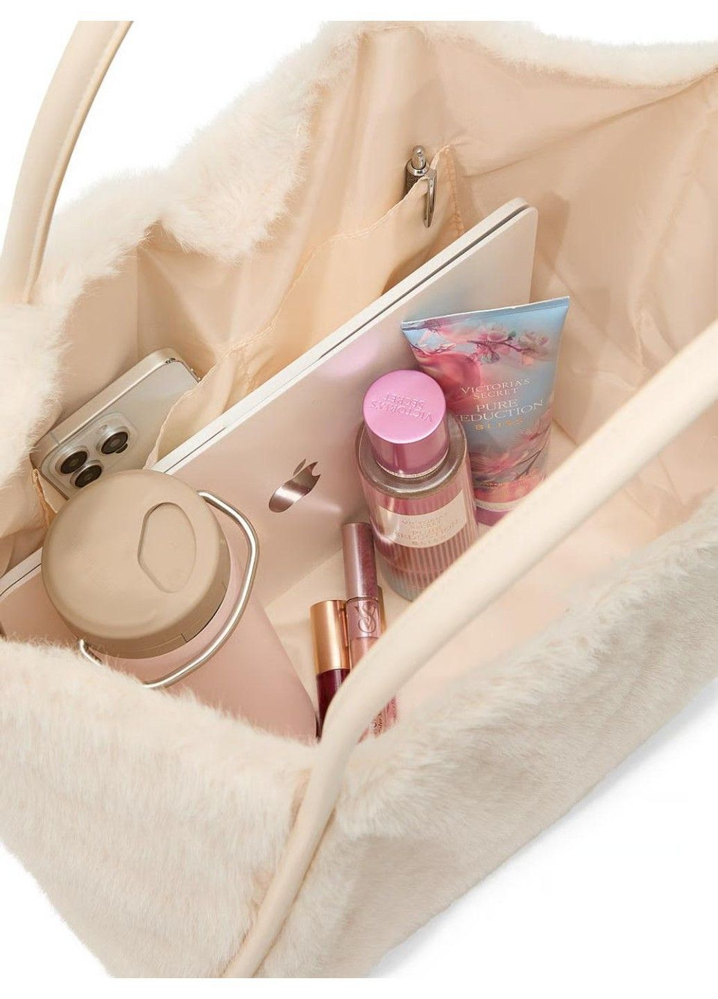 Сумка бежевая Faux-Fur Tote Victoria's Secret (373178337)