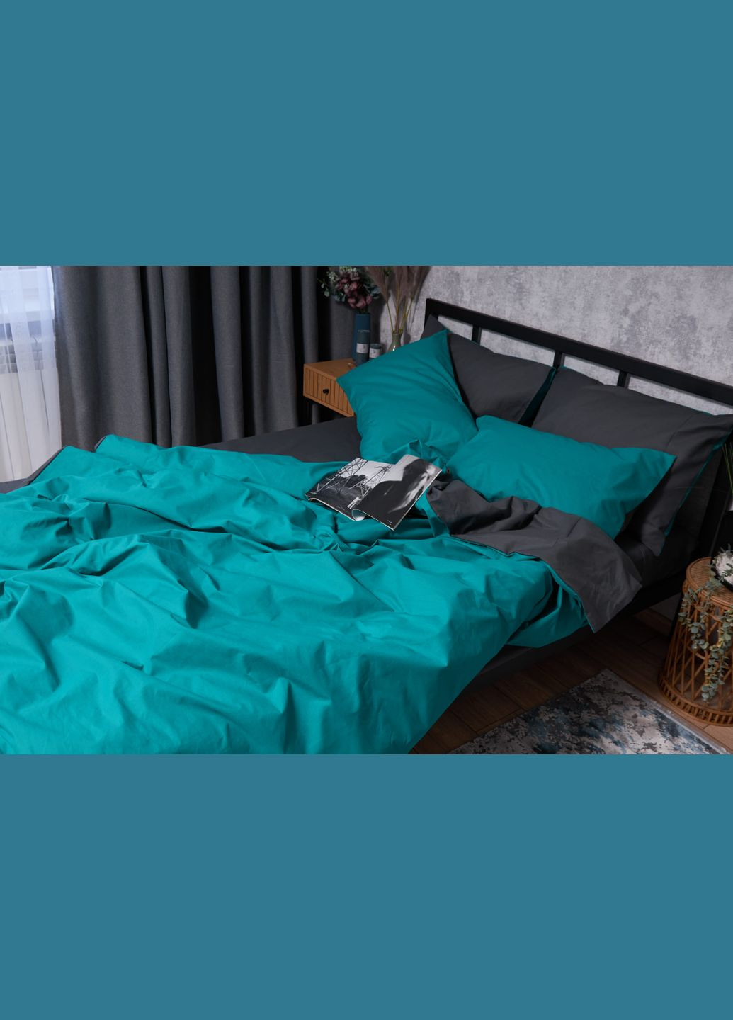 Комплект постельного белья Бязь Gold Люкс семейный 143х210х2 наволочки 4х50х70 (MS-820002711) Moon&Star Gray Green (286761780)