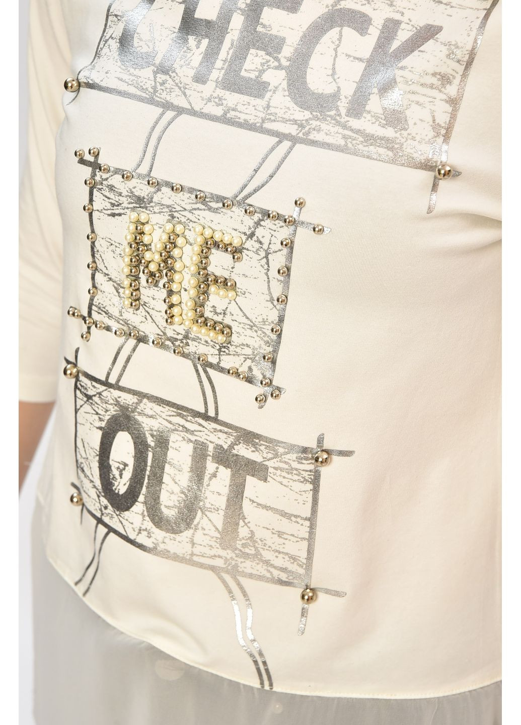 Кофта підліткова для дівчинки молочного кольору з принтом Let's Shop (365589442)