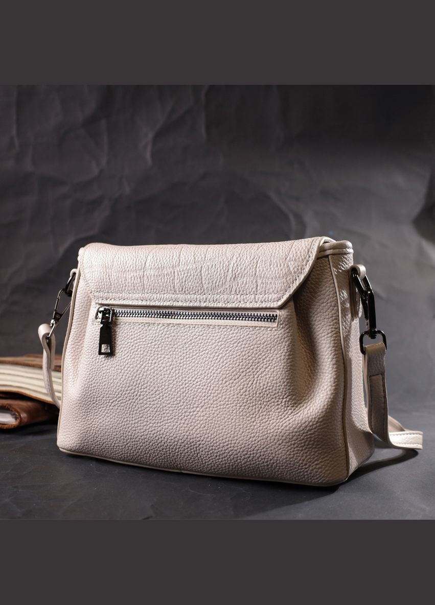 Дивовижна жіноча сумка з натуральної шкіри біла 22331 Vintage (329197073)