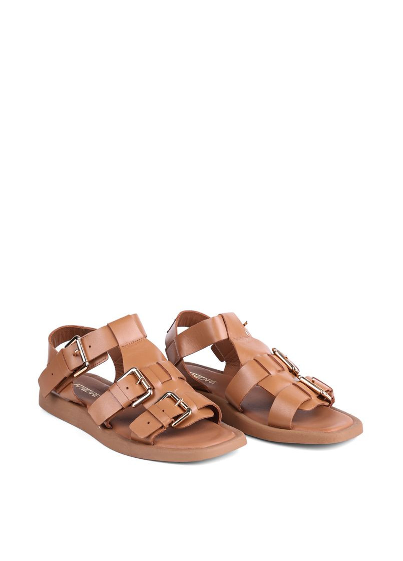 Коричневые женские сандалии 23056 коричневый кожа Attizzare