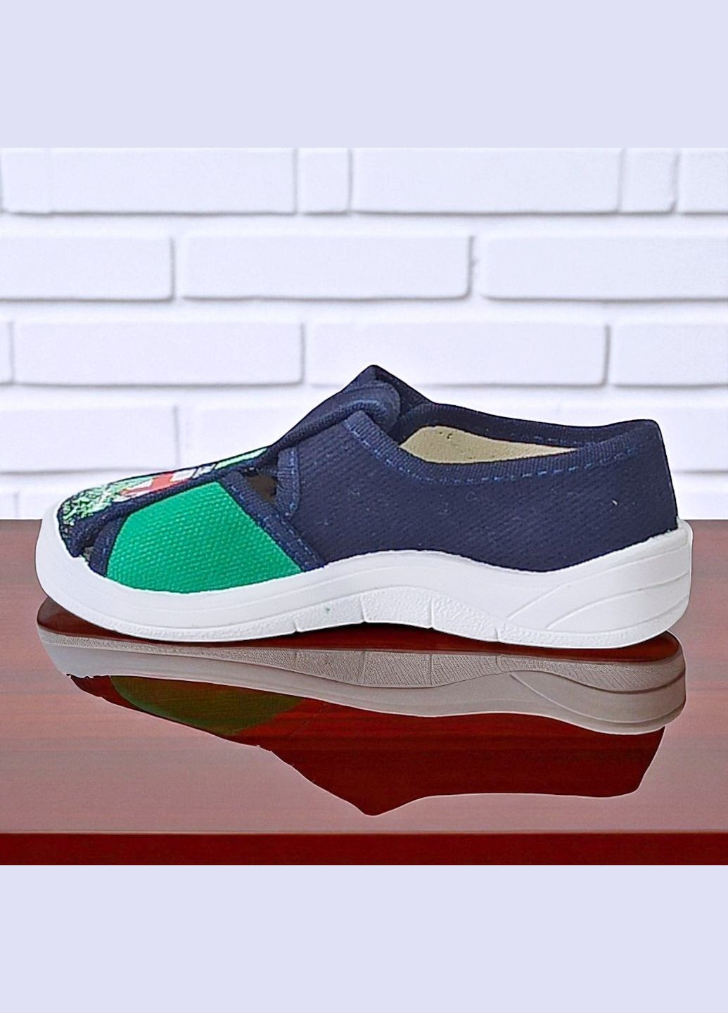 Синие ортопедические тапочки на липучке для мальчика сменная обувь в садик сменка валди Waldi