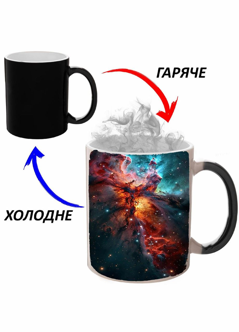 Чашка хамелон (кухоль, горнятко) Космос #0014 Чорна 330 мл No Brand (323470938)