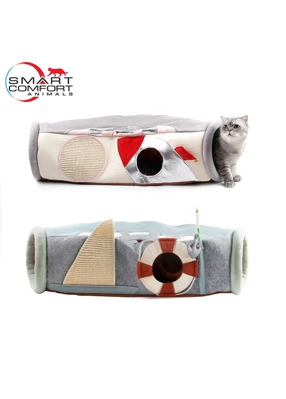 Домик для кота Smart Comfort Animals GX-97 оливковый игровой домик для кошки, с секретным туннелем Smart Comfort System (292632181)