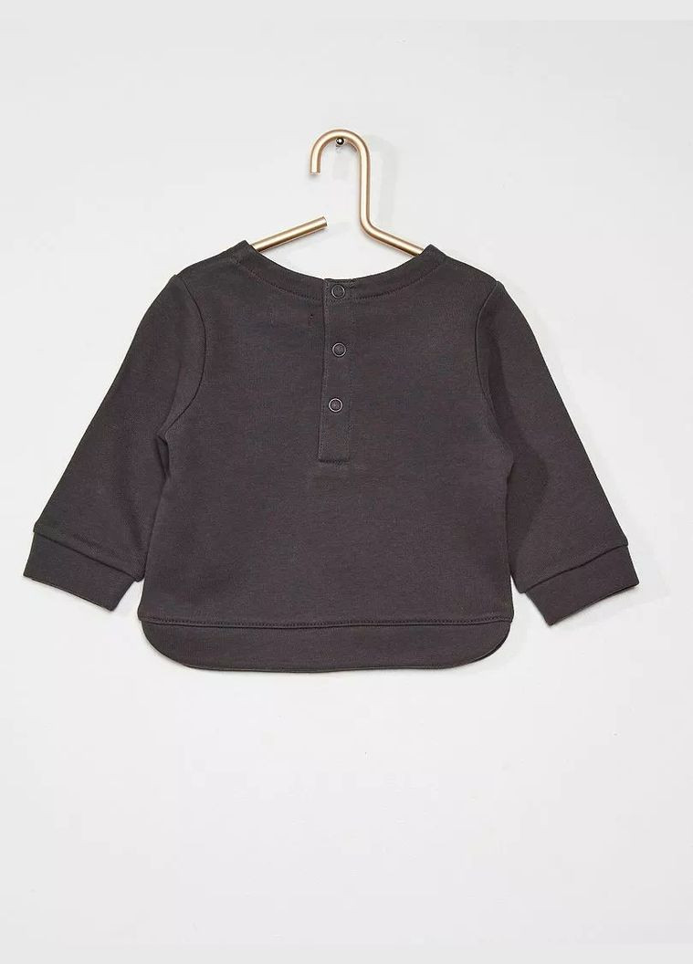 Kiabi свитшот демисезон,темно-серый с принтом, темно-серый