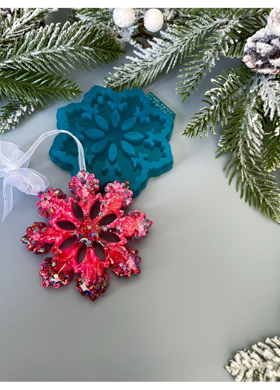 Молд Сніжинка 6 для новорічних іграшок на ялинку силіконова форма для епоксидної смоли No Brand (370566913)
