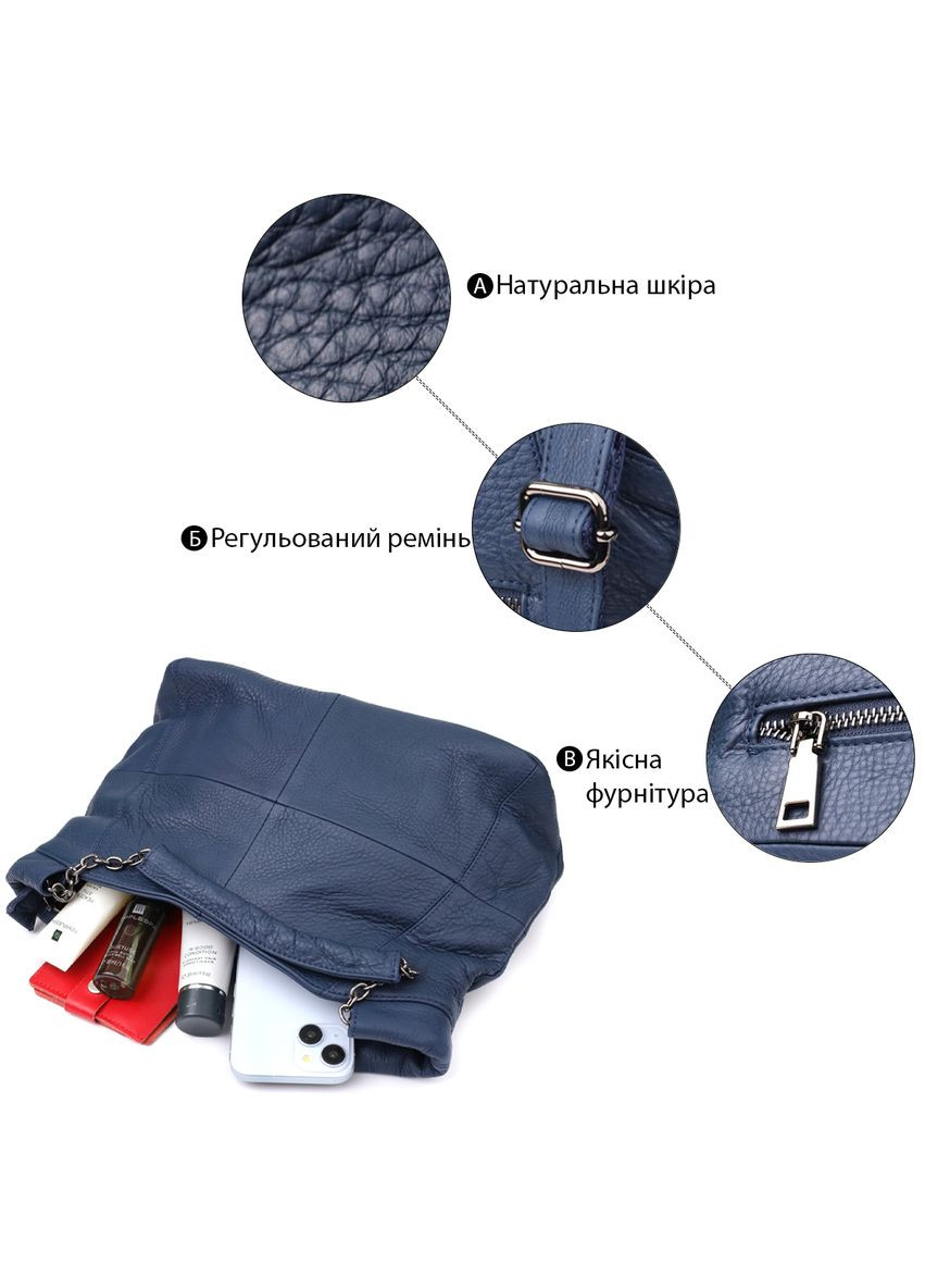 Женская сумка на каждый день из натуральной кожи 22988 Синий Vintage (348358970)