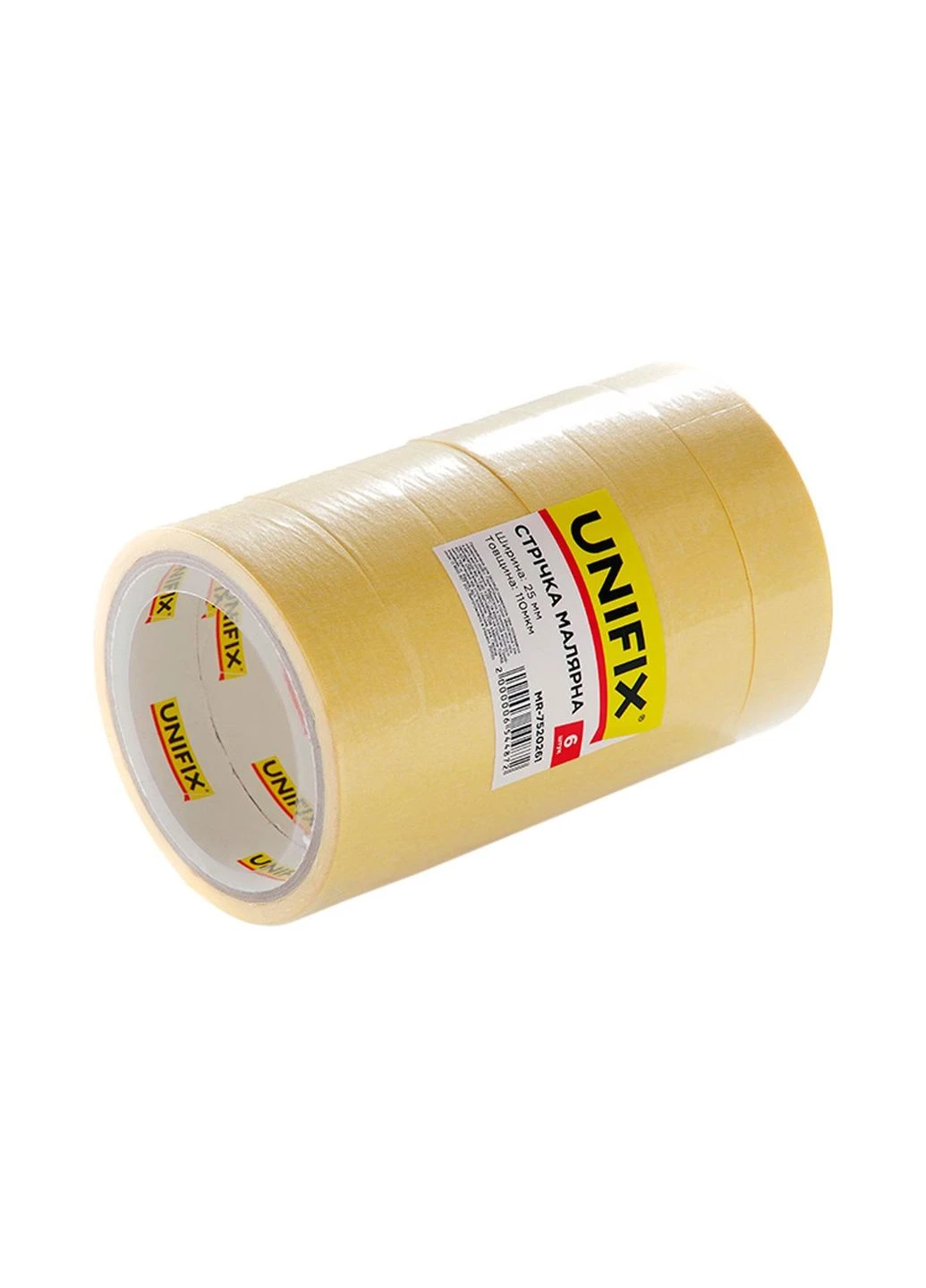 Лента малярная Unifix 25 мм x 20 м желтая (в упаковке 6 шт.) Apro (386744951)