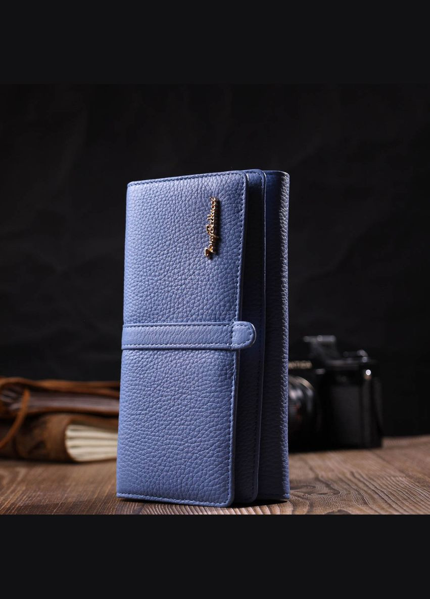 Красивий жіночий гаманець з великою кількістю відділень із натуральної шкіри 21962 Блакитний Tony Bellucci (298566483)