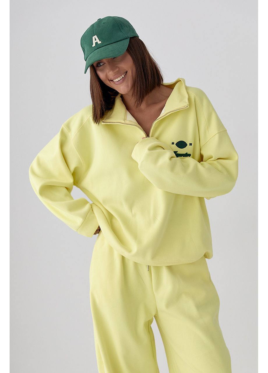 Спортивный теплый костюм со свободным свитшотом и брюками - бордо цвет Lurex (361056848)