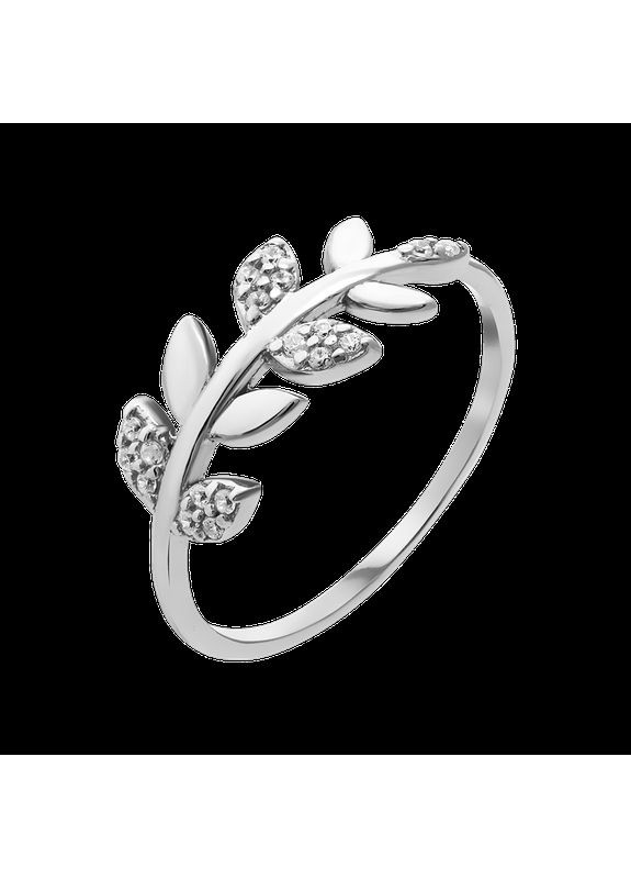 Каблучка срібна тематична Гілочка з маленькими білими фіанітами Каштан (342335255)