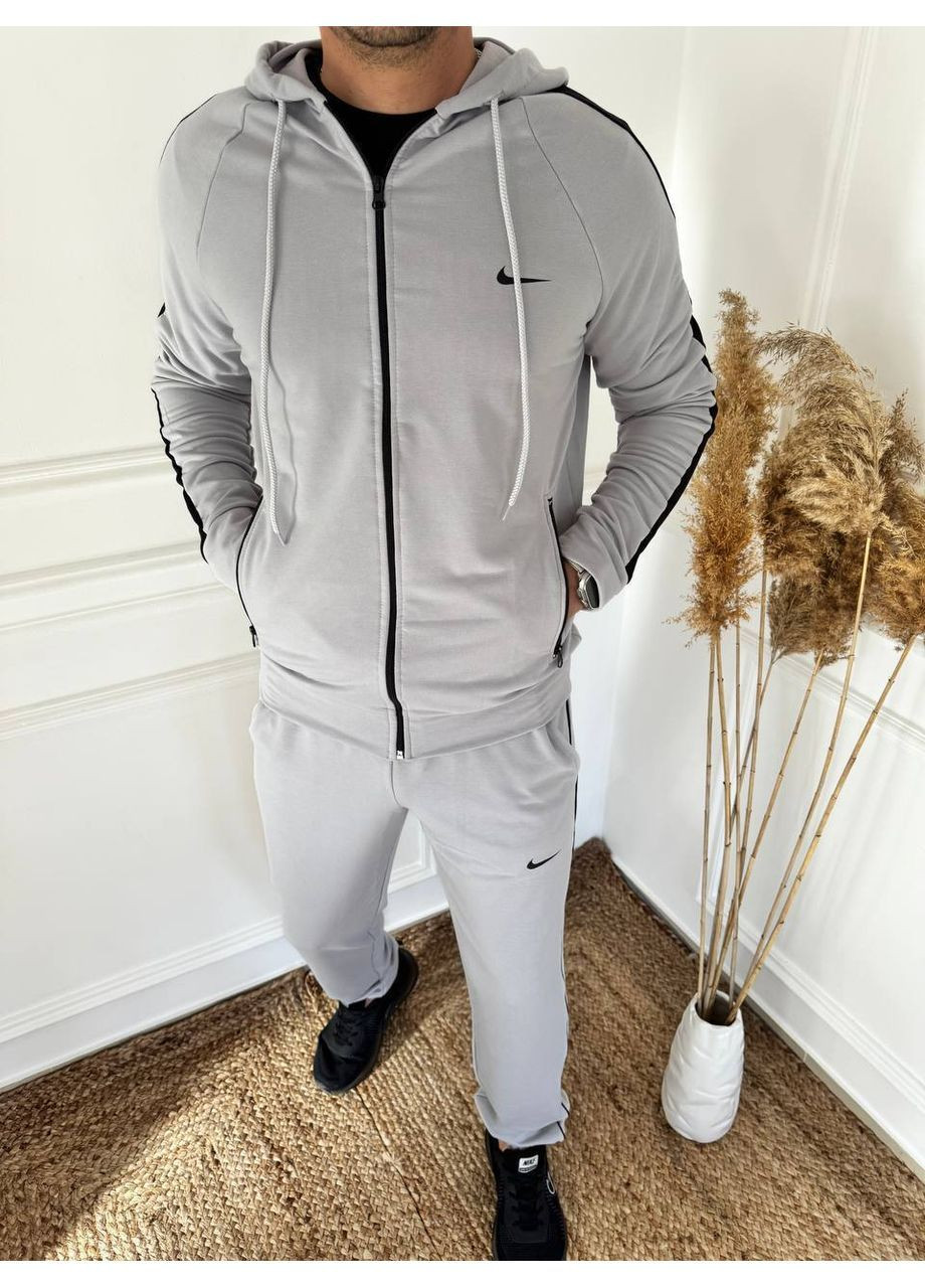 Сірий демісезонний костюм стильний спортивний двонитка штани та кофта на блискаці Україна
