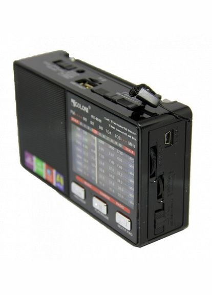 Портативний радіоприймач із ліхтариком ФМ приймач на батарейках АА або батарея BL-5C USB MP3 RX-8866 Чорний Golon (313109966)