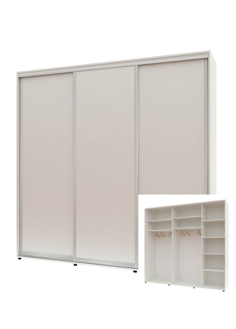 Шкаф-купе трехдверный Комфорт Мебель 210*60*220 см Белый 3 двери ДСП Стандарт Комфорт Меблі (360437537)
