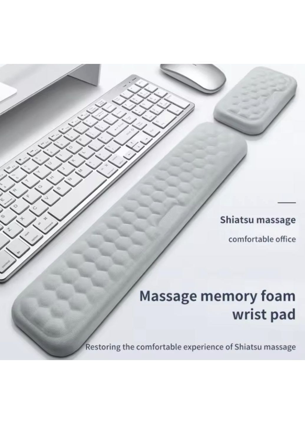 Ергономічний килимок підставка під зап'ястя рук для миші та клавіатури з ефектом пам'яті 1 шт Neon (362577124)