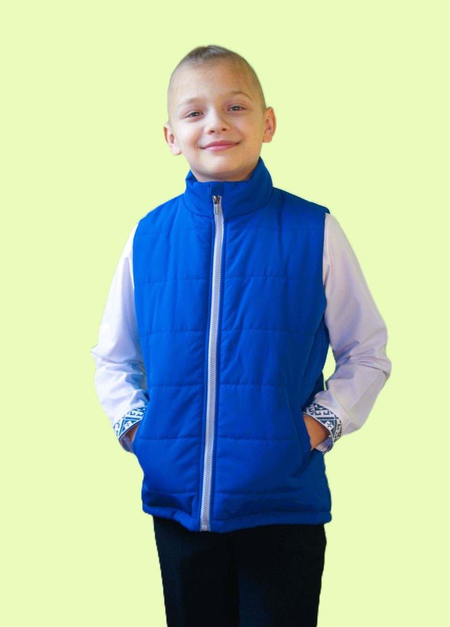 Жилетка детская весна/осень без капюшона 122 размер с карманами Синий цвет Handmade (324252641)